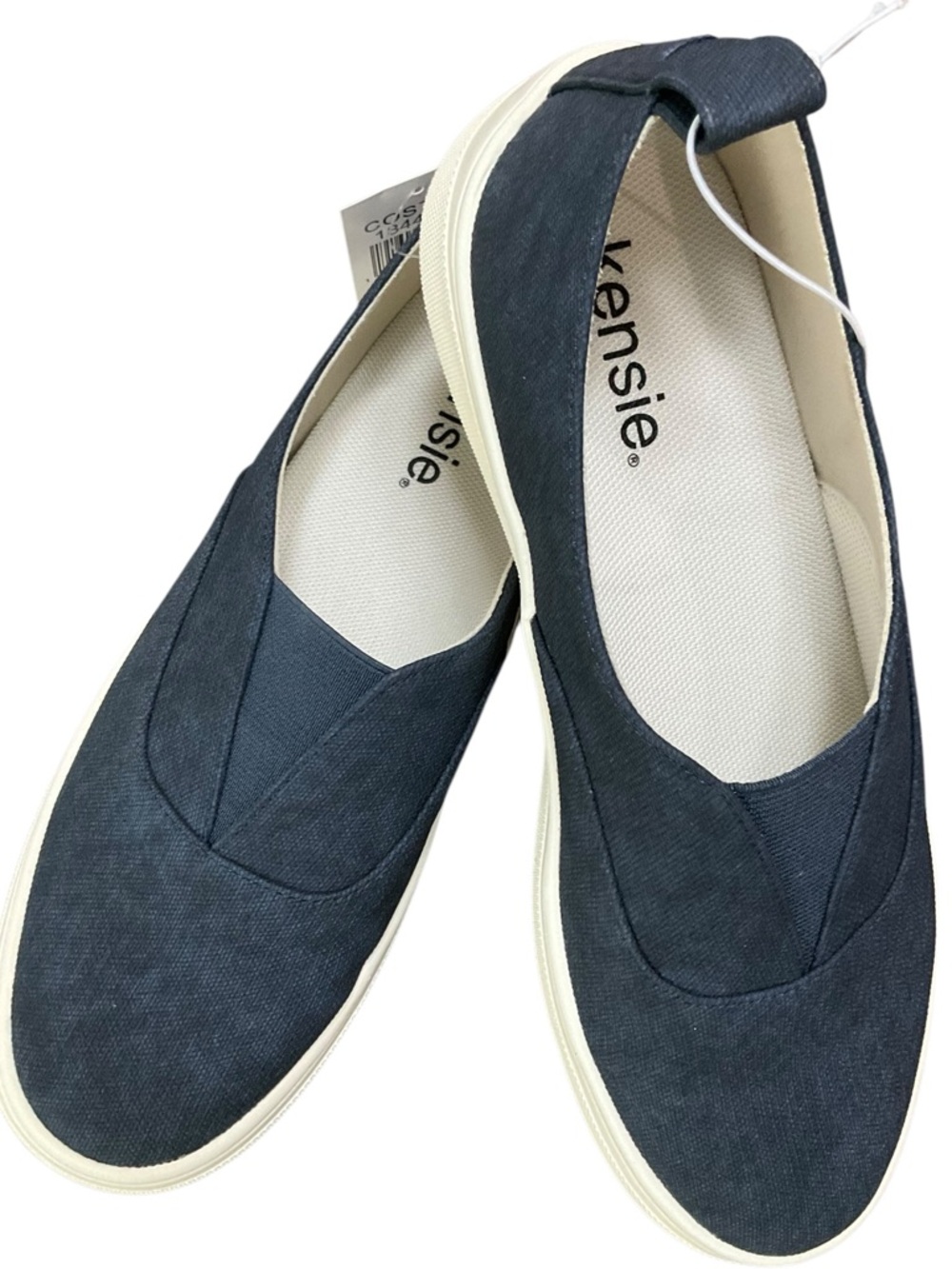 Kensie Women’s Canvas Slip-On Flats Navy with Cream Sole Size 6.5 or 7.5 NEW NIB